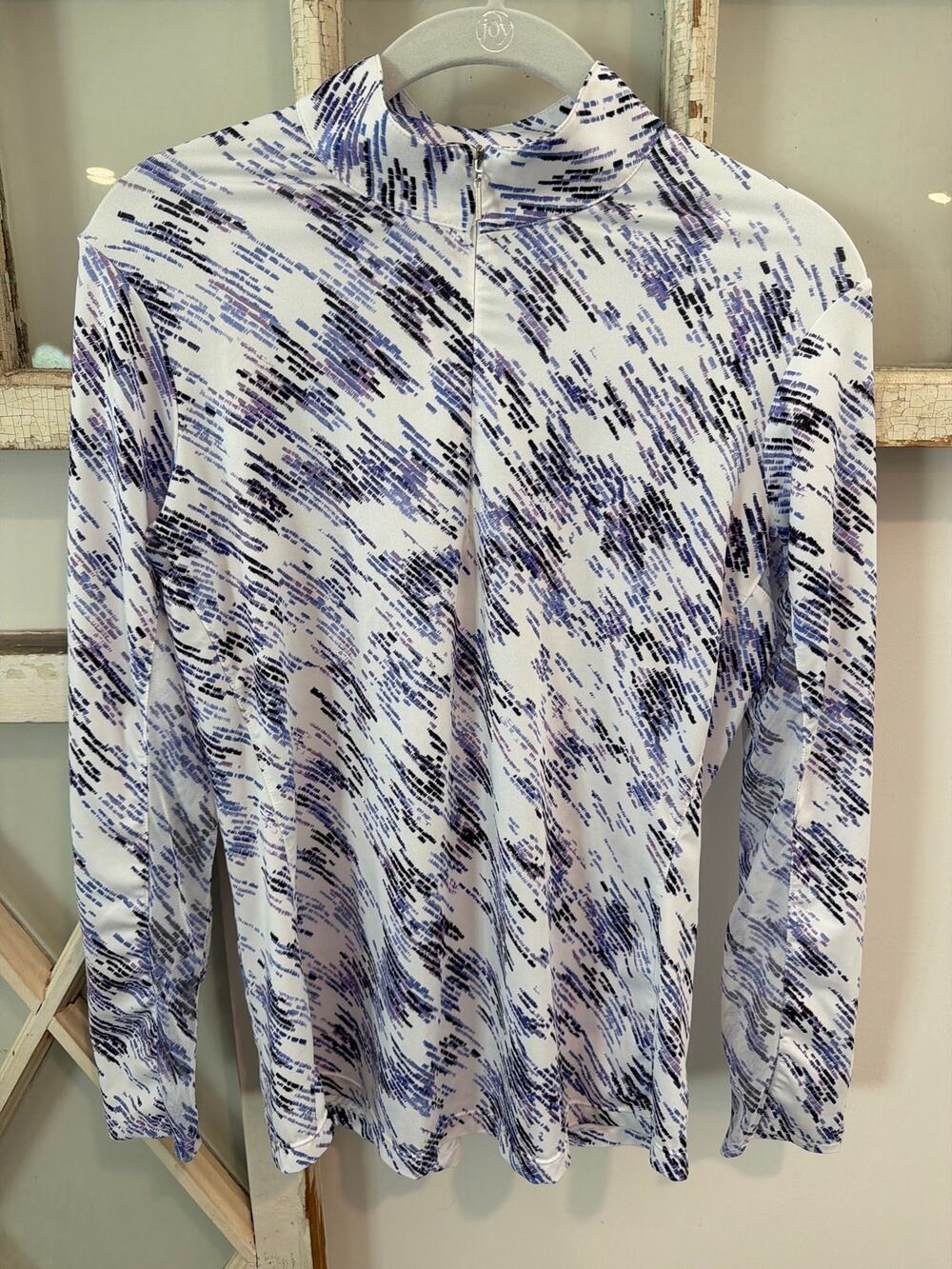 EP Pro size small long sleeve 1/4 zip golf top purple and white